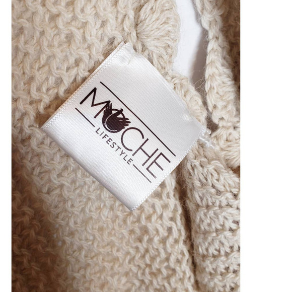 Moche Lifestyle Alpaca Blend Cascade Vest Open Knit Oatmeal Lightweight NEW - Picture 6 of 12
